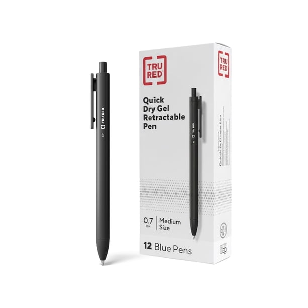 Bolígrafos de gel TRU RED 0,7 mm tinta negra retráctiles, paquete de 12