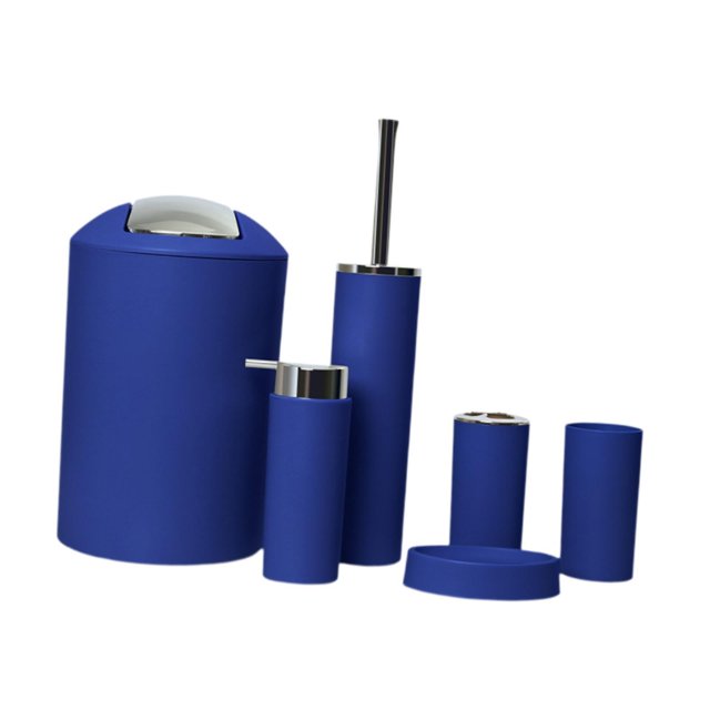Juego de accesorios de baño de 6 piezas con diseño moderno, jabonera, escobilla de inodoro, jabón Azul oscuro