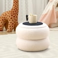 thumbnail image 6 of Tcbosik Upholstered Storage Ottoman with Tray Lid, 15 inch Round Footstool, Teddy Velvet Footrest for Small Space, Living Room, Bedroom, White, 6 of 6