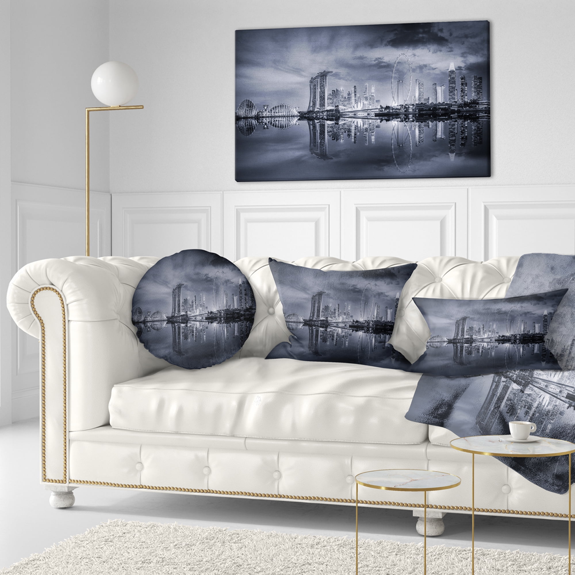 Designart 12" x 20" Black Polyester Throw Pillow