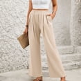 thumbnail image 2 of Timegard Wide Leg Pants for Women Elastic Waisted Ruched Comfy Summer Casual Loose Trousers with Pockets, 2 of 5