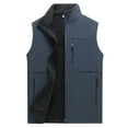 thumbnail image 3 of BiZtdJrK Mens Fleece Lined Outdoor Vest Big and Tall Zip Up Sleeveless Fall Winter Jackets Stand Collar Photograph Travel Vests with Zipper Pockets Gray L, 3 of 5