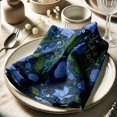 thumbnail image 3 of Vargottam Blue LeavesDesign Cotton Muslin Napkins - Set of 12, 20-Inch, Luxurious Soft Cloth Napkins for Dining & Events, Absorbent, Washable & Tableware, 3 of 7