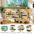 thumbnail image 3 of DWVO Heavy Duty Metal Aquarium Stand with Power Outlets - Suitable for 55-75 Gallon Fish Tank Stand, Turtle Tank, Reptile Terrarium (865lbs Capacity) - Black & Gold, 3 of 9
