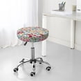 thumbnail image 7 of Xecao's Trendy Floral Design Print Stool Covers offer stylish, washable protection for PU round bar stools, perfect for home or commercial use., 7 of 7