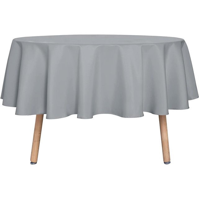 LAICAIW Round Tablecloth-60 Inch-Water Resistant Spill Proof Washable Polyester Table Cloth Decorative Fabric Table Cover for Dining Table, Buffet Parties and Camping, Silver Grey