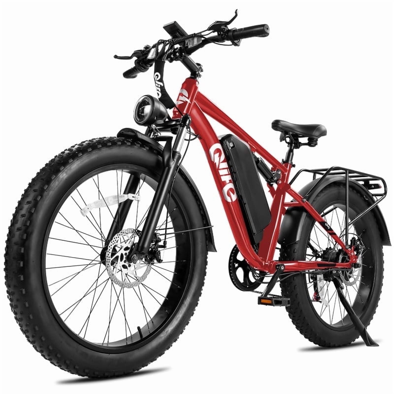 Qlife Racer Plus Electric Bike for Adults Peak 1500W Motor Up to 36MPH, 4.0 Fat Tire Mountain Bicycle with 48V 15.6AH 7 Speed Full Suspension Ebike(Red)