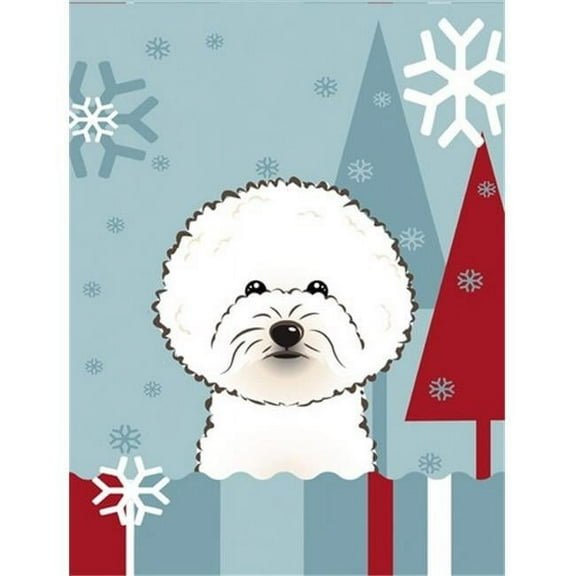 Winter Holiday Bichon Frise Flag Garden Size