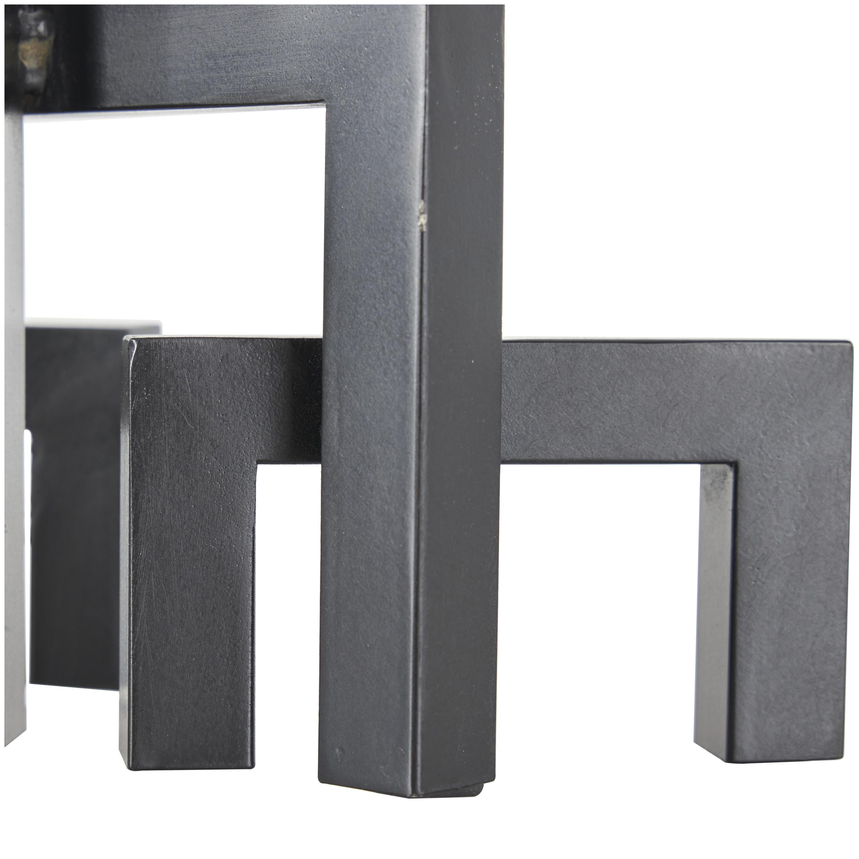 13" x 7" Black Metal Abstract Square Arched Geometric Sculpture, by DecMode