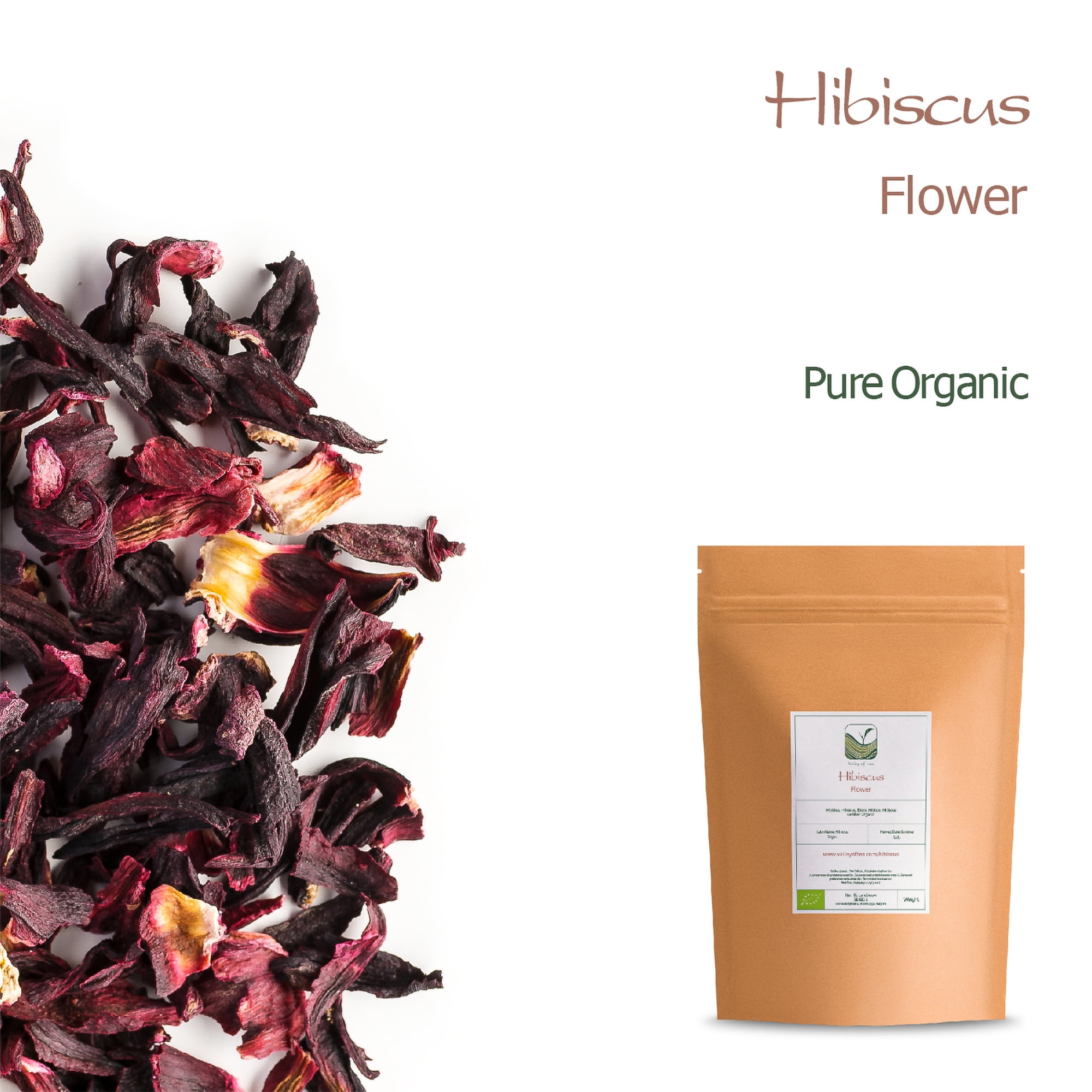 Hibiscus Organic Flowers Herbal Tea - Lemon Tart & Berry Rich - Classic Sweet Sour Rose Mallow 350g