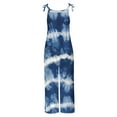thumbnail image 4 of Usmixi Jumpsuits for Women Fashion Tie Dye Adjustable Strap Loose Wide Leg Pocket Comfy Linen Baggy Long Jumpsuits Overalls Summer Formal Ethnic Style Print Crewneck Sleeveless Maxi Rompers Blue xl, 4 of 4