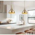 thumbnail image 3 of Kira Home Belle 14" Modern Industrial Gold Pendant Light with Dome Shade, Retro Metal Gold Hanging Light, Cool Brass, 3 of 7