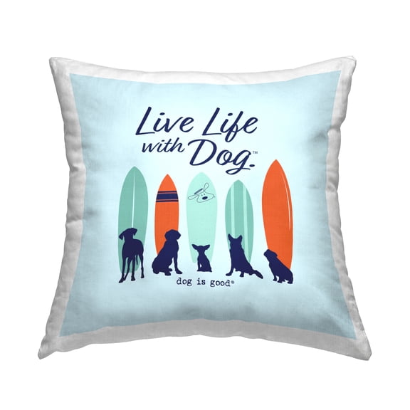 Stupell Industries Surfboards & Dogs Phrase Decorative Printed Throw Pillow Design by Dog Is Good.