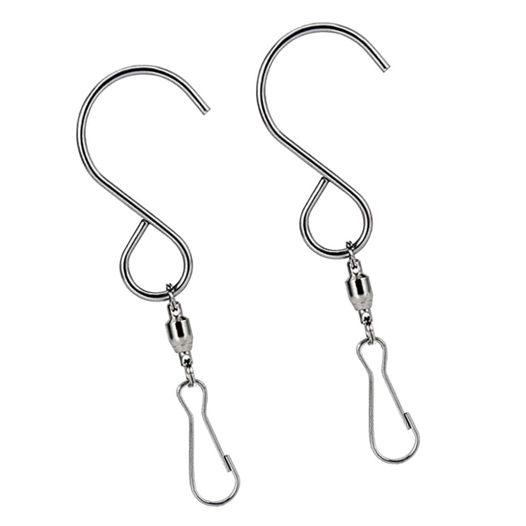 2X Stainless Steel Swivel Hooks Wall Hanging Wind Chime Rotate Rack Holder 