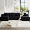 thumbnail image 2 of Wiilayok 130" U Shaped Sectional Sofa with Comfy Deep Seat,Cloud Corduroy Sofa Couch for Living Room,No Assembly Required,Black, 2 of 9