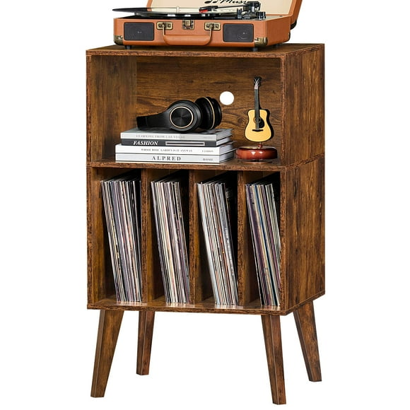 Soporte para tocadiscos Lerliuo Brown con almacenamiento para 160 álbumes
