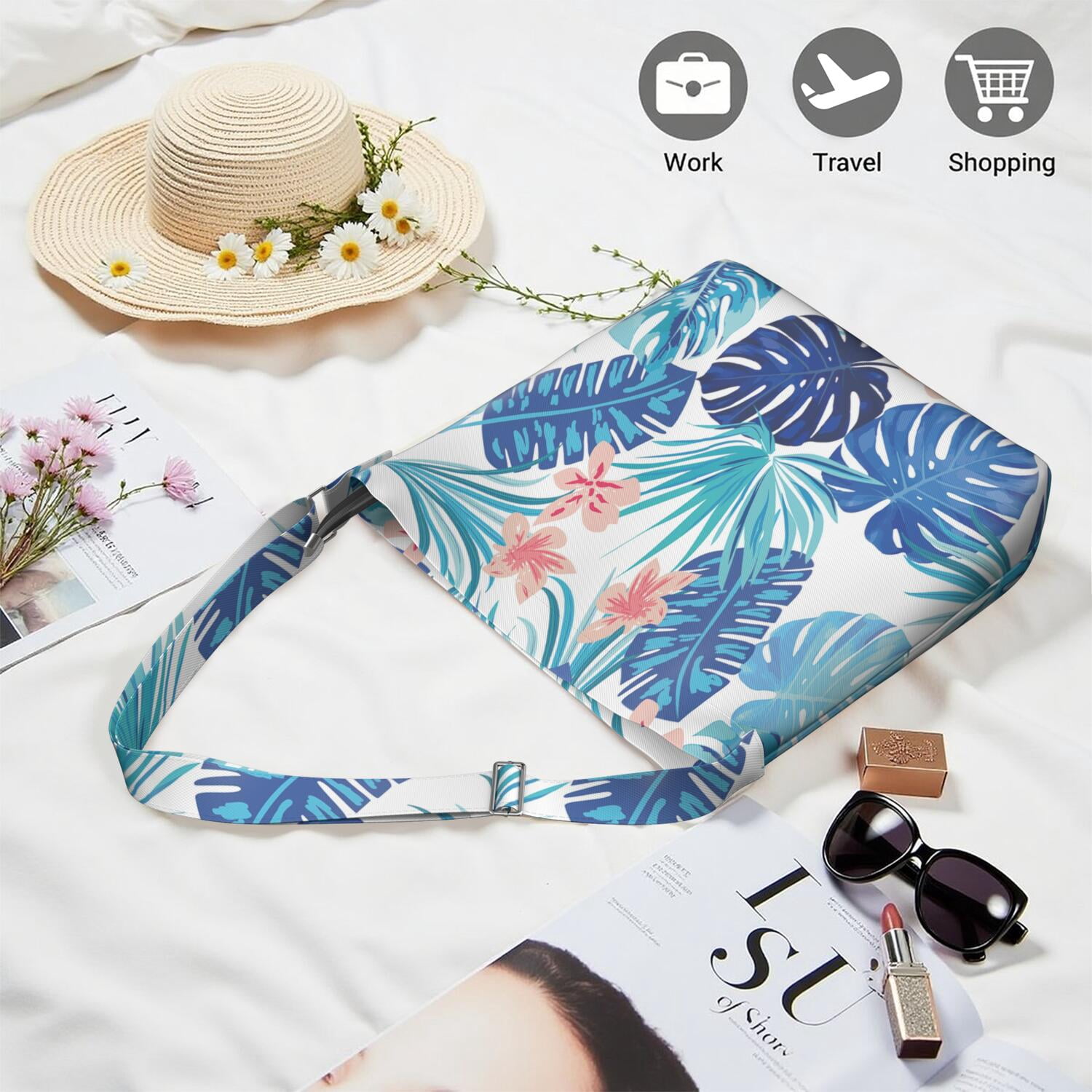 Vibrant Retro Hawaiian Floral Handbag - Stylish & Sleek Crossbody Bag with Spacious Interior for Daily Essentials