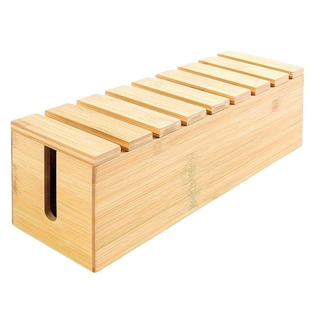1 Caja de Almacenamiento de Alambre de Madera, Caja para Guardar Cables de Datos, Caja para Ordenar Cables de Alimentación, Soporte para Cables de Ordenador, Caja.