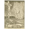 thumbnail image 2 of George Woolliscroft Rhead 11x14 Black Ornate Wood Framed Double Matted Museum Art Print Titled: Behold Three Shining Ones Came to Him, and Saluted Him, with Peace Be to Thee. (1898), 2 of 5