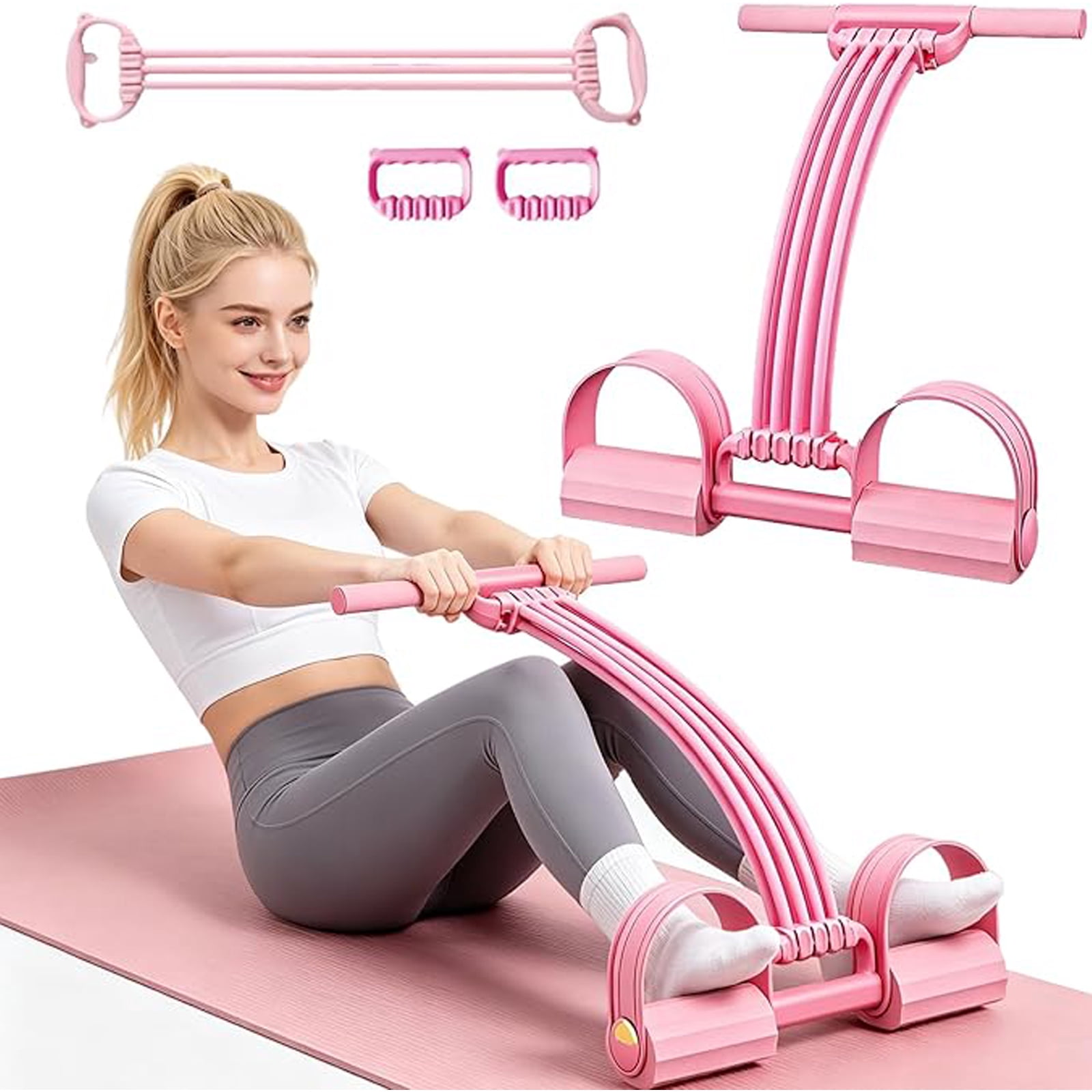 8-Tube Resistance Bands with Handles & Foot Pedals, Adjustable Tension Fitness Equipment for Full-Body Workout, Legs Arms Abs Training