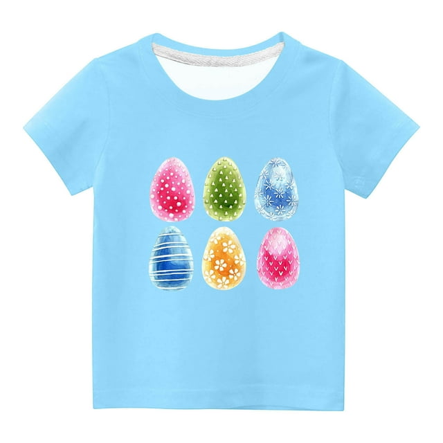 Funicet Cadeaux de Pâques pour Garçons, Cadeaux de Pâques pour Enfants, Tout-Petits Garçons Filles Pâques Mignon Œufs de Pâques Imprimé Col Rond Imprimé Manches Courtes Haut, Cadeaux pour Tout-Petits Filles, Shorts pour Filles