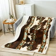 thumbnail image 2 of Cowhide Blanket Western Throw Blanket 40"x50",Brown Highland Cow Print Fleece Blanket Exotic Aztec Farmhouse Wild Animals Blankets,Longhorn Skin Room Decor Cowboys Gifts for Men, 2 of 6