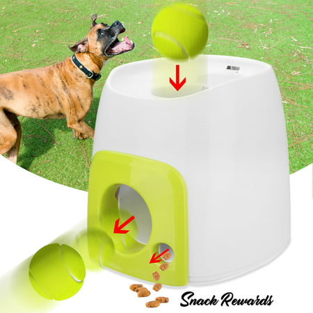 Automatic Tennis Ball Roll Out Machine Get Snack Rewards with Ball for Dogs Cats
