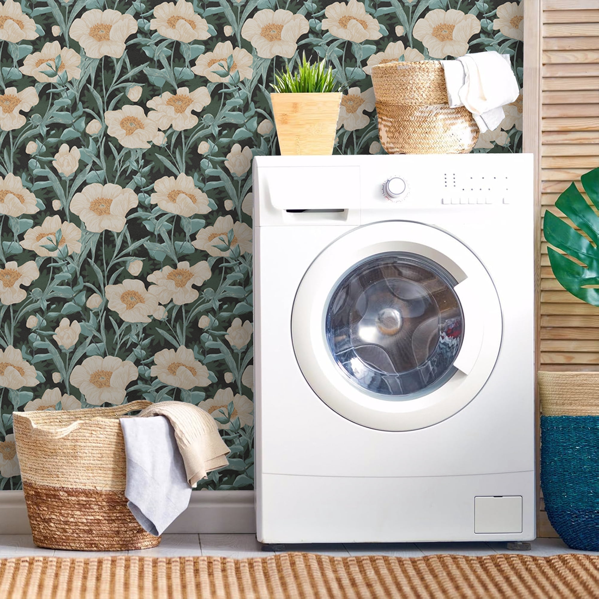 Abyssaly Floral Peel and Stick Wallpaper 17.5-in x 118-in Self-Adhesive Removable Wallpaper