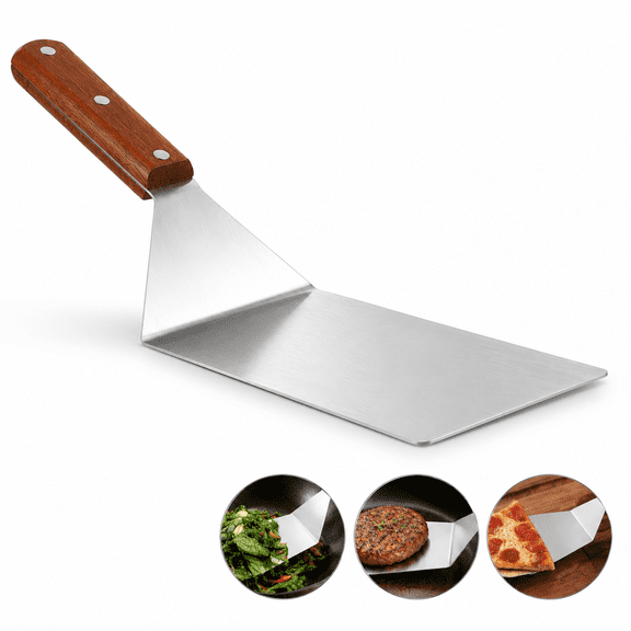 Artrylin 8in Sturdy Stainless Steel Spatula,Spatula with Strong Wooden Handle,Food Grade Scraper for Grilling,Easy to Cean Cooking Spatula,Heavy Duty Spatula Turner for Baking,Brown