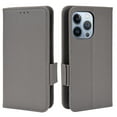 thumbnail image 2 of Wallet Case for iPhone 15 Pro Max Card Slots Holder Kickstand Flip Case, Lychee Pattern PU Leather Shockproof Cover with Magnetic Clasp Drop Resistant Phone Case, Gray, 2 of 6