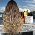 thumbnail image 4 of Women Middle Parting Long Brown Curly Wavy Hair Synthetic Wigs, 4 of 5