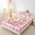 thumbnail image 3 of Erosebridal Wild Animal Rabbit Bed Sheets,Pink Bowknot Kawaii Flowers Happy Easter Theme King Sheets For Kids 4-Piece, 3 of 6