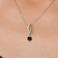 thumbnail image 3 of Gem Stone King 925 Silver and 10K Yellow Gold Black Sapphire and White Lab Grown Diamond Pendant Necklace for Women | 0.72 Cttw | Gemstone September Birthstone | Round 5MM | With 18 inch Chain, 3 of 6