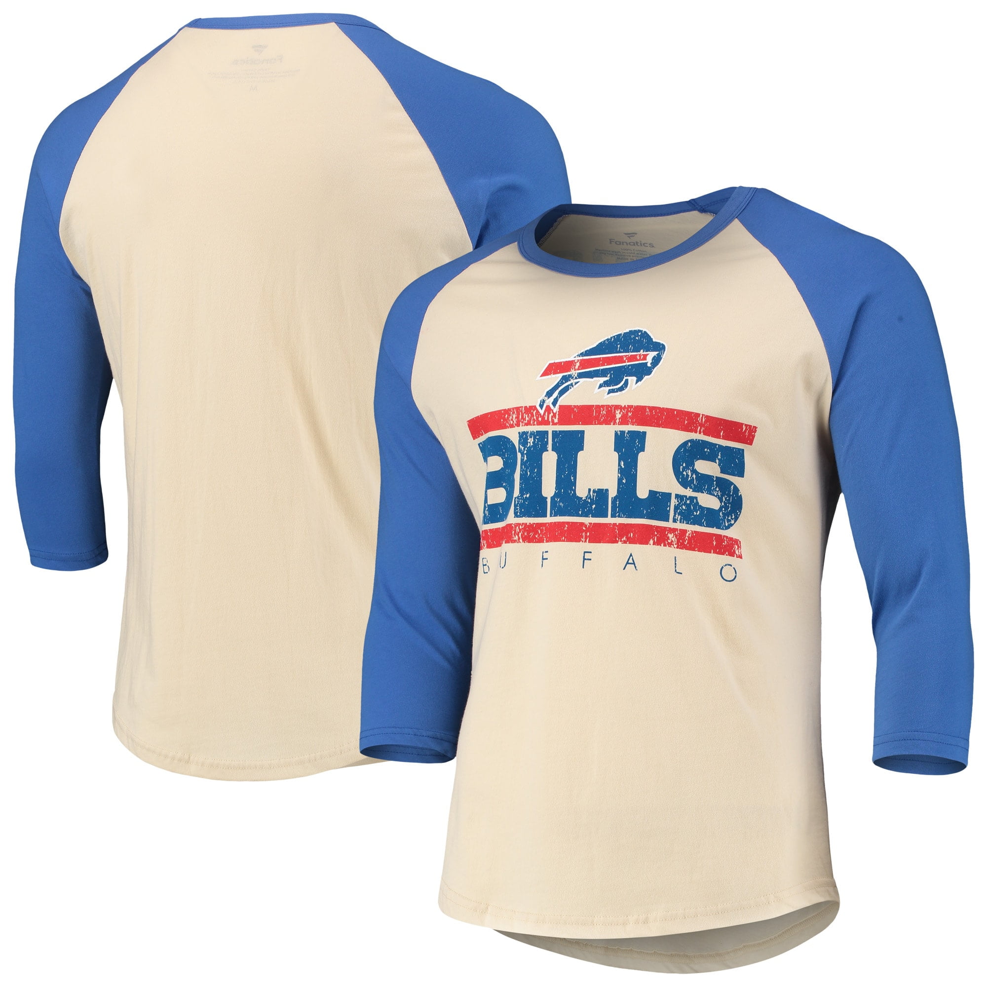 fordampning Baglæns Efterår Buffalo Bills Fanatics Branded Line of Scrimmage Raglan 3/4-Sleeve T-Shirt  - Cream/Royal - Walmart.com