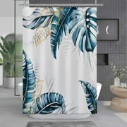 JOOCAR Shower Curtain for Bathroom 72 x 72 inch, Tropical Plant Shower Curtain Fabric Summer Decorative Leaves Shower Curtain Set with 12 Hooks, Machine Washable