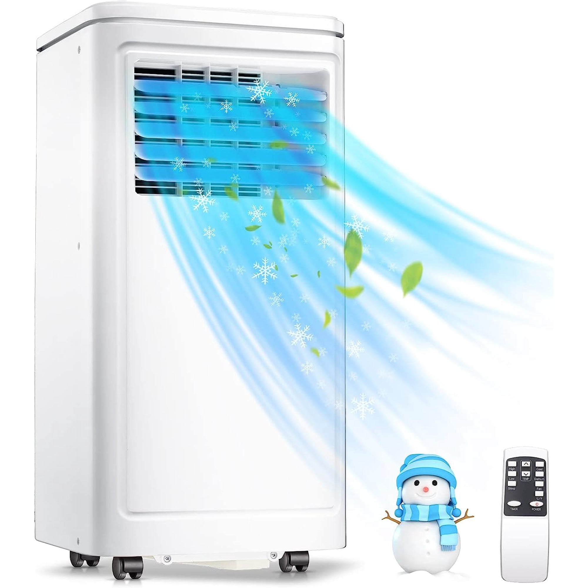 KISSAIR 6000BTU (10000 BTU ASHARE) Portable Air Conditioner, Remote  Control, Cools 300sq. ft, Quiet Operation, Window Fan,24H Timer, 2 Fan  Speed for Bedroom Office Home Dorm-White - Walmart.com
