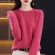 thumbnail image 1 of Suéter de lana 100 % pura para mujer, jersey de punto informal, otoño e invierno, suave y cálido, de lana caliente, manga larga, básico, cuello redondo, 1 of 5