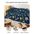 thumbnail image 4 of Blue Dinosaur Couch Cover for 2 Cushion Couch, Vintage Letters Farm Animals Washable Love Seat Sofa Covers Slipcover, Throw Sofa Covers for Pets, Furniture Protector 71"x102", 4 of 9