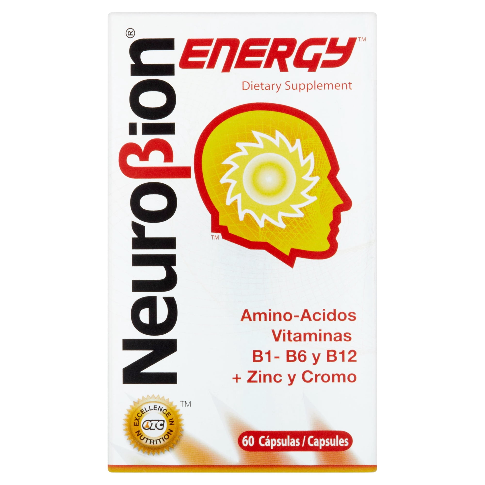Neurobion Energy Dietary Supplement Capsules, 60 count - Amino Acids, Vitamins B1, B6, & B12, May Help to Increase Alertness and Reduce Stress
