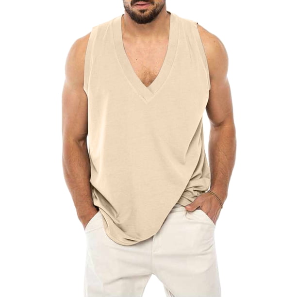 Hombres Casual Sólido Cuello Redondo Deportes Fitness Sin Mangas Camiseta Sin Mangas Camiseta Pompotops oipoqjl30430