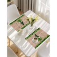 thumbnail image 5 of St. Patrick's Day Placemats Set of 4, Green Shamrocks Gnomes Plaid Wood Placemats for Dining Table, Place Mats for Kitchen Tabletop, Waterproof Wipeable Dining Table Mats Set, 5 of 9