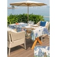 thumbnail image 4 of Outdoor Tablecloth with Umbrella Hole and Zipper, Easter Rectangle Table Cloth 54x80 Inch Waterproof Tablecloth, Farmhouse Retro Spring Rabbits Gnomes Blue Flowers Picnic Table Cover for Patio, 4 of 7