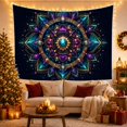 thumbnail image 3 of Intricate Gemstone Mandala Against Cosmic Starfield, Mystical Celestial for Meditation Enthusiasts, Decorative Wall Art, Birthday Gift Tapestry Wall Hanging for Yoga Room and Dorm, 3 of 7