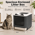 thumbnail image 3 of Fly Rabbit Stainless Steel Odor-Proof Enclosed Cat Litter Box with Scoop, Easy to Clean, Gray, 3 of 11