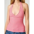 thumbnail image 5 of Halter Tops for Women Summer Crop Deep V Neck Blackless Tank Top Going Out Y2k Clothes Red M, 5 of 7