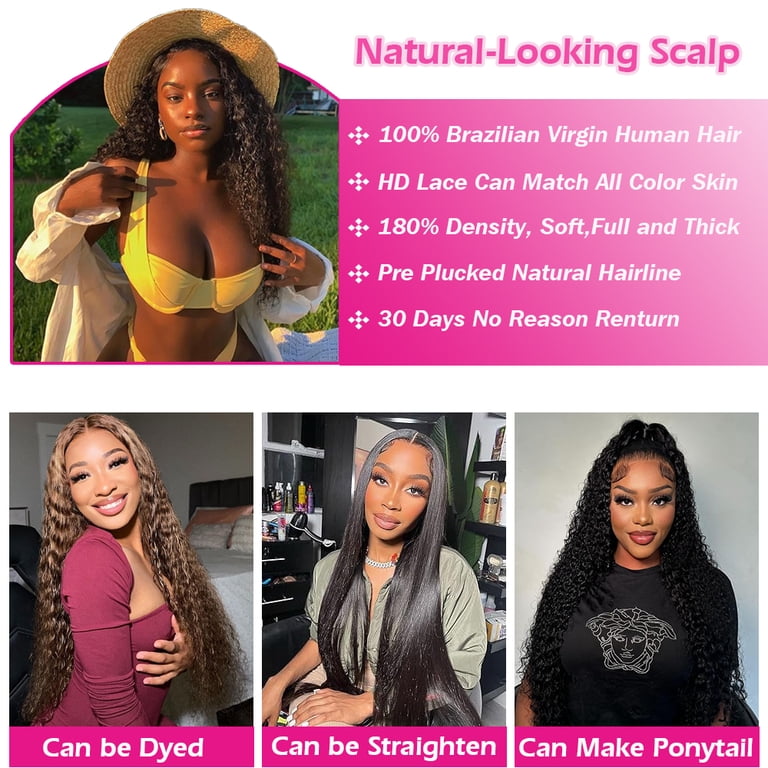 Deep Wave Lace Front Wigs 16inch Human Hair Wigs 180  display picture 1