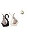 thumbnail image 1 of Conjunto de figuras de cisne de cerámica y latón, único para escritorio, estantería de oficina en casa, decoración de aniversario y año 2024., 1 of 8