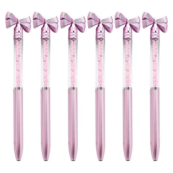 COMEET Ballpoint Pen,6Pcs Crystal Bead Ballpoint Pen Bow Ballpoint Pen Pen Smooth to Write Guest Sign In Pen for Hotel Reception