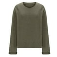 thumbnail image 3 of cfhntfmh Fall Tops for Women Oversized Crewneck Long Sleeve Solid Color T-Shirts Lounge Loose Work Basic Shirts, 3 of 6