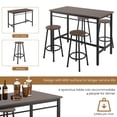 thumbnail image 6 of Clearance! Dining Table Set for 4 People, 5 Piece Bar Table Set, Vintage Rectangular Counter Height Bar Table with 4 Chairs, Breakfast Bistro Set, Dining Stool Bar Chairs with Black Metal Legs, B962, 6 of 9